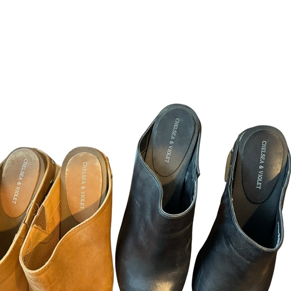 Chelsea & Violet Black and Brown Leather Mules - Picture 3 of 4